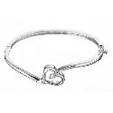 Sterling Silver Cubic Zirconia Heart Bangle