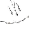 9ct White Gold Pendant, Earrings and Bracelet Set