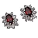 9ct Yellow Gold Garnet And Cubic Zirconia Stud Earrings