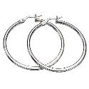 9ct White Gold Tapered Creole Earrings