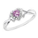 9ct White Gold Pink Sapphire and Diamond Ring