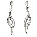 9ct White Gold Flame Drop Earrings