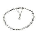 9ct White Gold Herringbone And Bead Bracelet