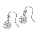 9ct White Gold Cubic Zirconia 6mm Drop Earrings