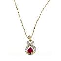 9ct Yellow Gold Ruby Diamond Pendant