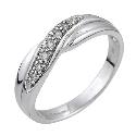 Ladies' 9ct White Gold 0.10 Carat Diamond Set Crossover Ring