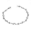 9ct White Gold Cubic Zirconia Wave Bracelet