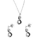 9ct White Gold Black And White Diamond Jewellery Gift Set