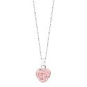 9ct White Gold Pink Crystal Heart Pendant