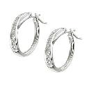 9ct White Gold Diamond Hoop Earrings