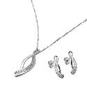 9ct White Gold Diamond Pendant And Earrings Set