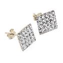 9ct Gold Crystal Square Stud Earrings