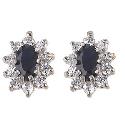 9ct Gold Sapphire Cubic Zirconia Stud Earrings