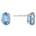 9ct White Gold Oval Blue Topaz Stud Earrings