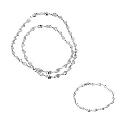 9ct White Gold Twist Herringbone Chain and Bracelet Set