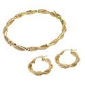 9ct Gold Twist Bangle and Earrings Set