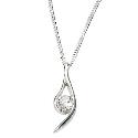 Sterling Silver 18" Cubic Zirconia Scoop Pendant