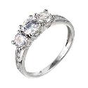 9ct White Gold Three Stone Cubic Zirconia Ring