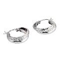 9ct White Gold Diamond Cut 15mm Double Creole Earrings