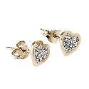 9ct Gold Crystal Heart Stud Earrings