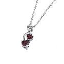 Sterling Silver Diamond and Garnet Crossover Pendant