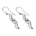 9ct White Gold Cubic Zirconia Set Long Wave Drop Earrings