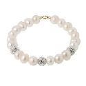 9ct Gold Cultured Freshwater Pearl Cubic Zirconia Bracelet