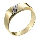 Men's 9ct Two Colour Gold Diagonal Detail Ring