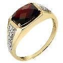 Men's 9ct Yellow Gold Diamond and Garnet Ring