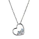 Silver, Diamond and Blue Topaz Heart Pendant