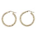 9ct Yellow Gold Thick Sparkle Creole Earrings 25mm