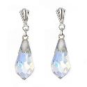 9ct White Gold Faceted Crystal Drop Earrings