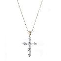 9ct Yellow Gold and Silver Cubic Zirconia Cross 16"