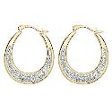 9ct Yellow Gold Crystal Creole Earrings