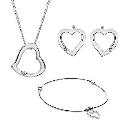 Heart Bangle Earrings and Pendant Gift Set