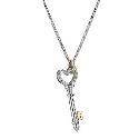 9ct White Gold Silver & Cubic Zirconia Key Pendant