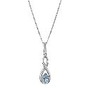 9ct White Gold Blue Topaz Figure of Eight Pendant