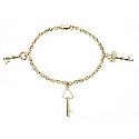 9ct Yellow Gold Three Key Charm Bracelet