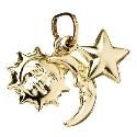 9ct Gold Sun, Moon and Stars Charm