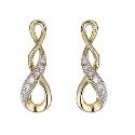 9ct Yellow Gold Rhodium Plated Diamond Twist Earrings