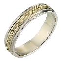 9ct Yellow Gold Rhodium Milled Ring 5mm