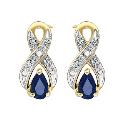 9ct Yellow Rhodium Plated Sapphire Earrings