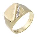 9ct Yellow Gold Diamond Signet Ring