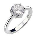 Sterling Silver Round Cubic Zirconia Solitaire Ring - Size N