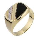 9ct Yellow Gold Diamond Onyx Signet Ring