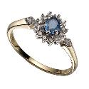 9ct Gold Diamond and Ceylon Sapphire Cluster Ring