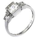 9ct White Gold Cubic Zirconia Three Stone Ring