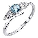 9ct White Gold Blue Topaz Diamond Kick Ring