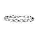 Sterling Silver Cubic Zirconia Set Oval Link Bracelet