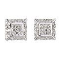 9ct White Gold Diamond Square Stud Earrings